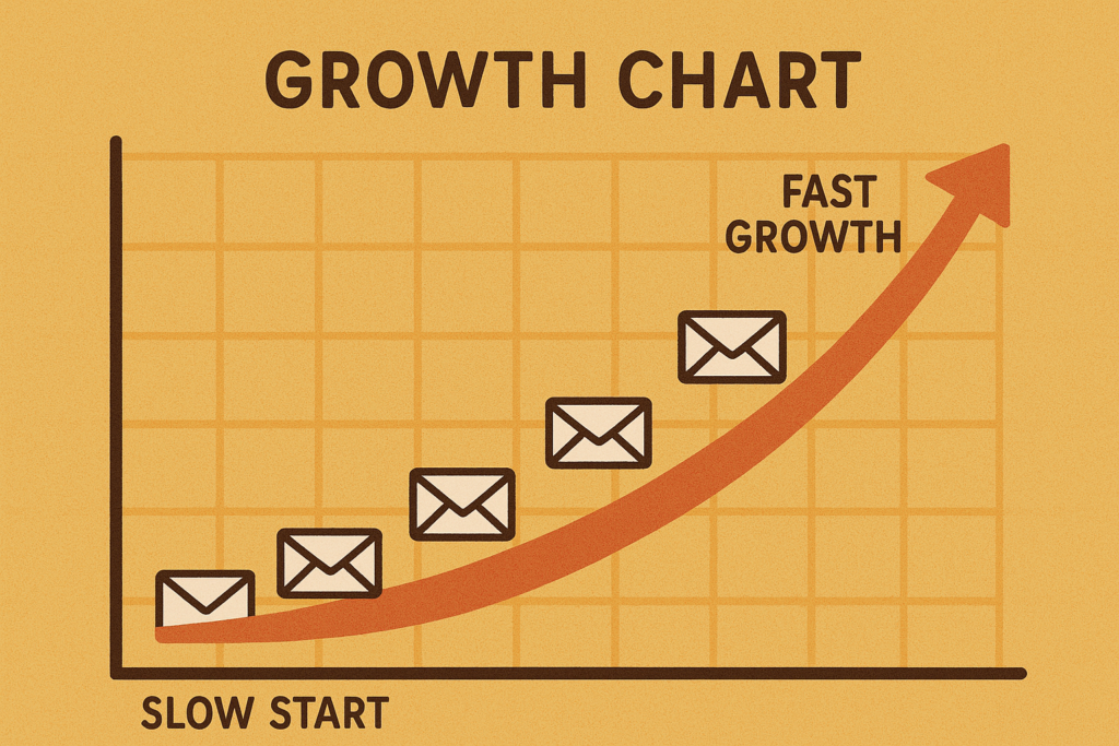 Email list growth chart showing how to build from scratch in 2025